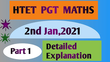 HTET PGT Math Paper 2 Jan,2021, Mathematics part Solution|Part-1