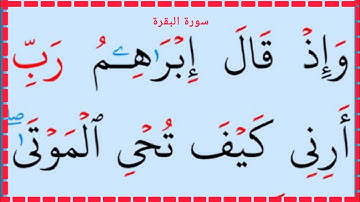 تعلم القراءة والكتابة سورة البقرة اية 260