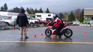 ICBC Motorcycle Skills Test in the rain on a GSXR LIKE A BOSS!