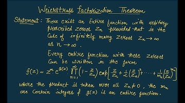 Weierstrass Factorisation Theorem | Part1/4
