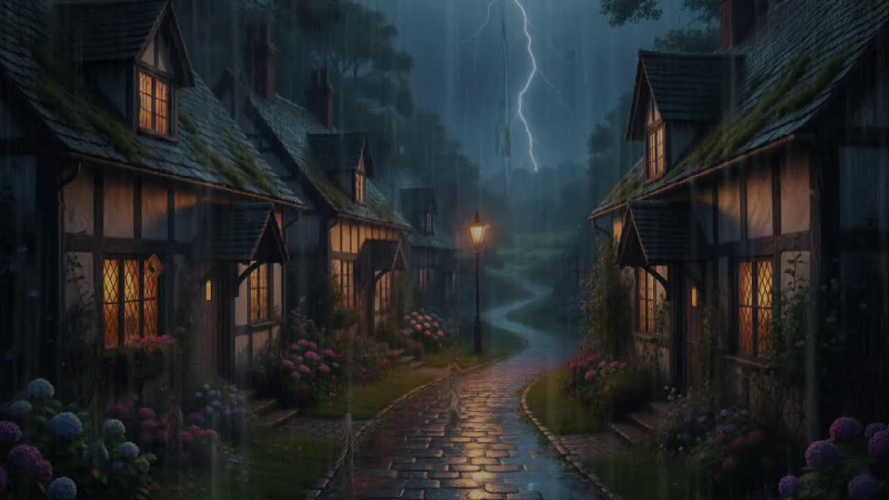 Heavy Rainstorm Over Empty Streets – 10 Hours White Noise