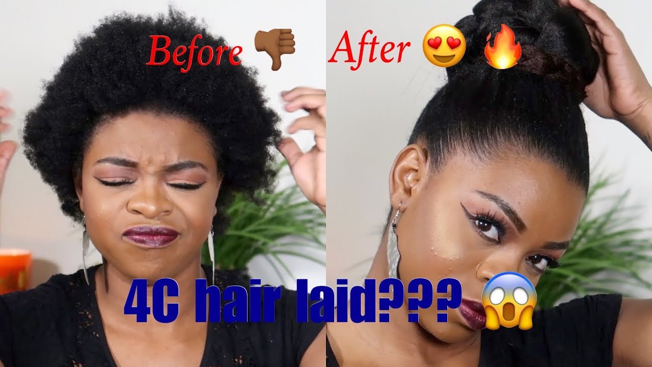 Watch me slick down my short 4c hair!!!/// For a Faux bun, up dos ...