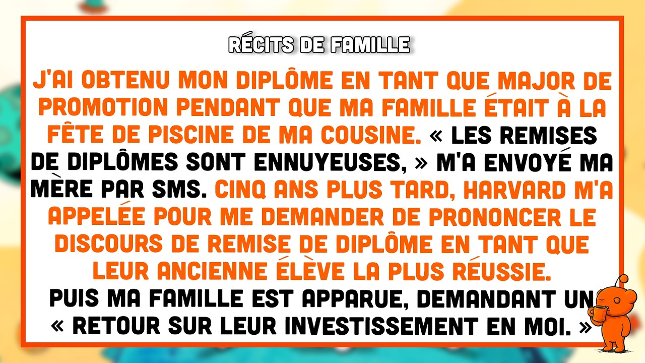 J’ai été major de promo pendant que ma famille faisait la fête à la piscine de ma cousine.
