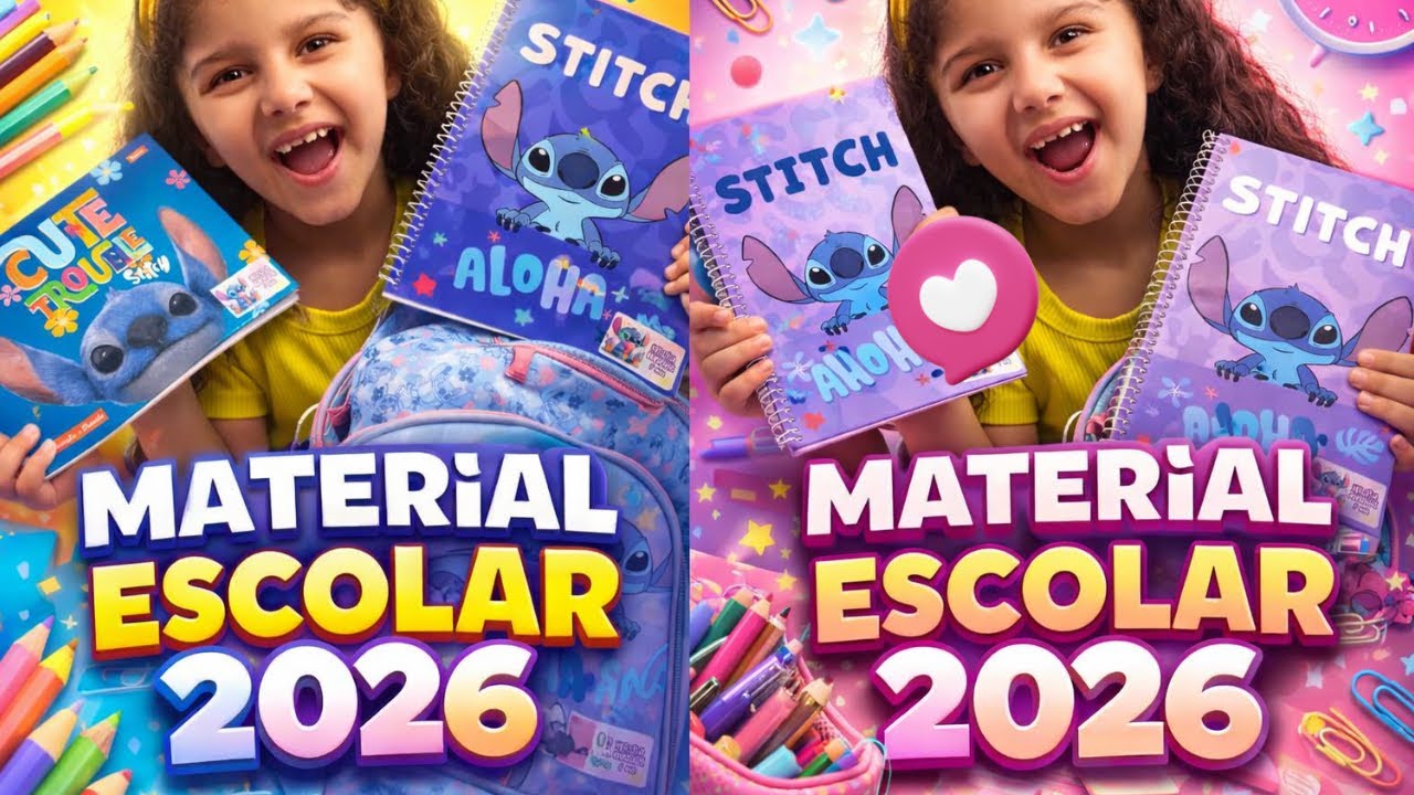 MEU MATERIAL ESCOLAR 2026 || HELO ANDRADE || #youtubekids #belinha #stitch