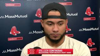 Willson Contreras speaks on recovering from bruised right hand