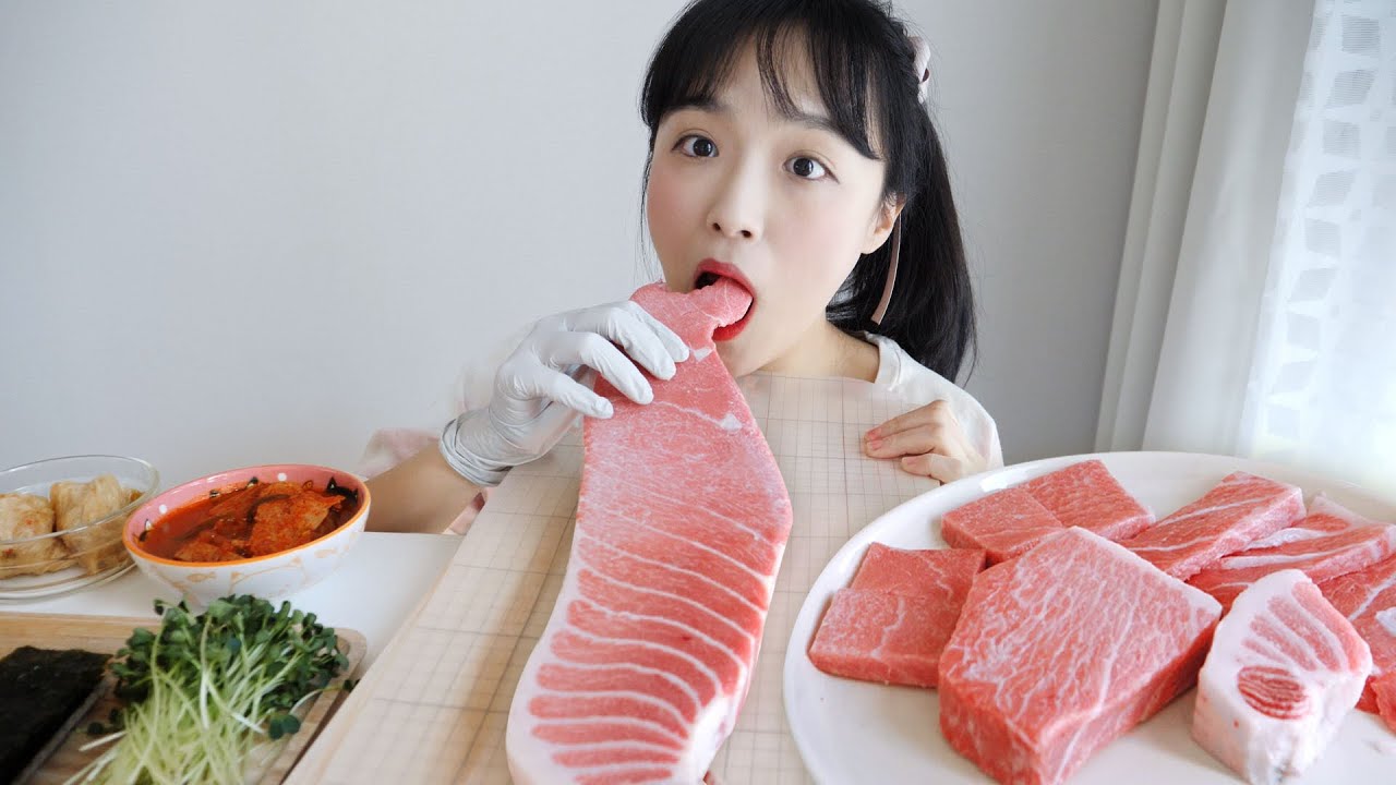 최고급 참치🐟참다랑어 통뱃살 리얼사운드 먹방 _ 뱃살.. 이럴거면 참치로 태어날걸..:D