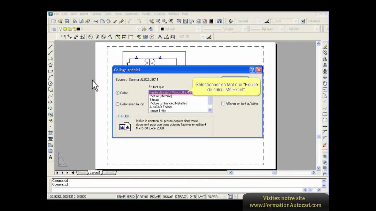 Importer Tableau Excel Dans Autocad Formation Autocad Gratuite Youtube