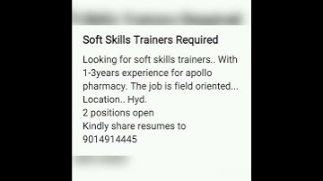 Soft Skill Trainers Required