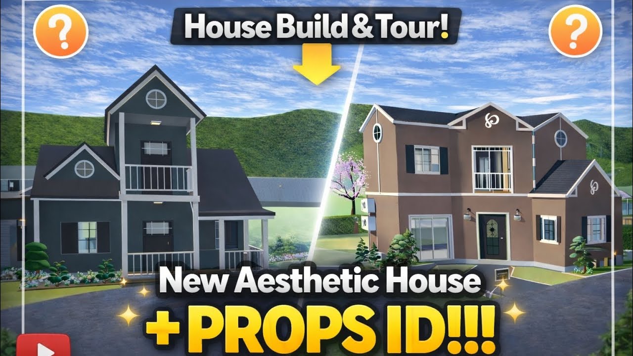 New Aesthetic House Build 🏡 +PROPS ID | Sakura school simulator 🌸...