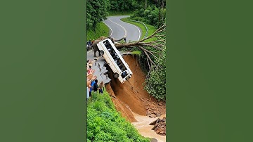 Elephant’s Struggle to Rescue a Bus Slipping on a Hillside!