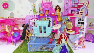 Hotel para PRINCESAS DISNEY con las Casas plegables de juguete para muñecas Barbie