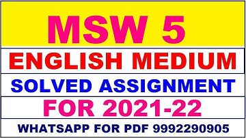 MSW 5 Solved Assignment 2021-22 in ENGLISH,  Whatsapp For Pdf  9992290905.  #SHORTS