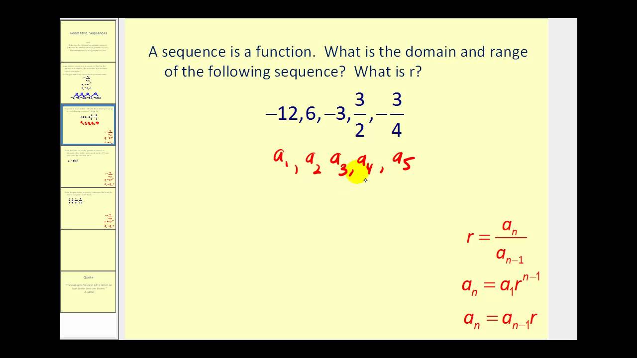 Explicit Formulas for Geometric Sequences  College Algebra