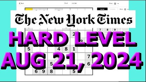 Sudoku Solution | New York Times | Hard Level August 21, 2024 thanks to the combination to find key