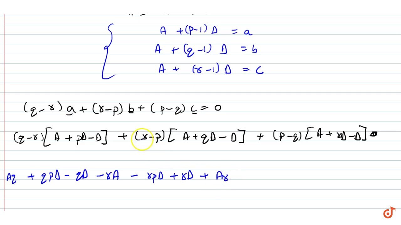 2 A If Pth Qth Rth Term Of An A P Are A B C Respectively Show That Q R A R P B P Q Youtube