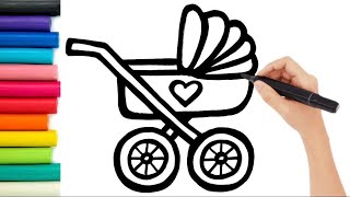 Stroller Drawing, Painting, Coloring for Kids and Toddlers | How to Draw