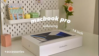 🎐aesthetic macbook pro 14inch unboxing + accessories