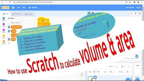 Use #scratch to calculate #volume of a #cube, #area of #square and #rectangle | 用Scratch 计算#体积 和#面积
