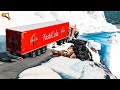 Collaps on the ICY SLOPE Slippery ROAD - BeamNG drive