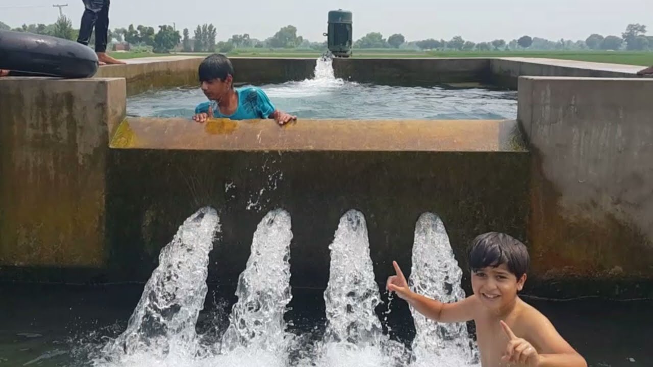 Swimming in Tubewell Water Pool | Tube well Water Fun By Village ...
