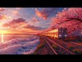 Sunset Train Through Sakura Coast 🌸 Japanese Ambient for Study, Sleep & Relax