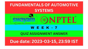Fundamentals of automotive Systems || NPTEL || Week-7 Assignment Answer ||