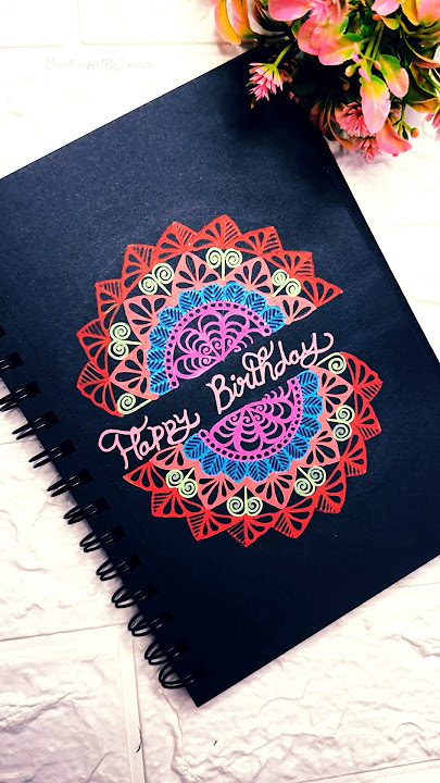 Draw an easy mandala birthday card with me ˚˖𓍢🍰✧˚.🎀#shorts #ytshorts #mandala
