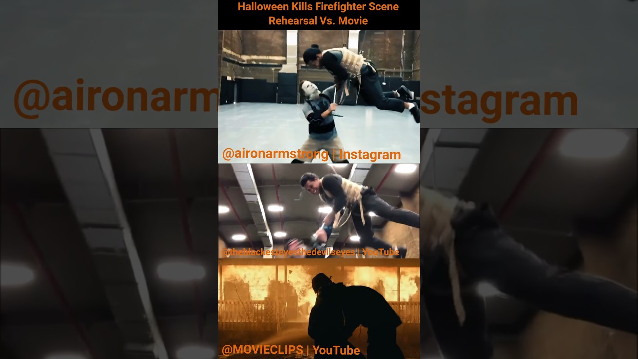 Halloween Kills Firefighter Scene, Rehearsal Vs. Movie