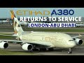 Etihad airbus a380  london to abu dhabi  etihad economy class  full flight report