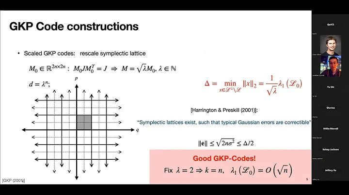 Jonathan Conrad:  Good Gottesman-Kitaev...  codes ...