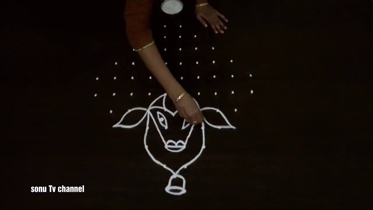 10 Dots மாட்டுப் பொங்கல் கோலம் || sankranthi gangi reddu muggulu || bhogi kundalu muggulu ||