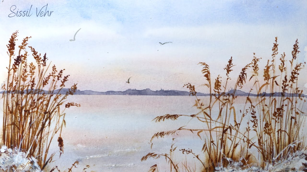 Aquarelle débutant : Coucher de soleil - Sissil Vehr Arts