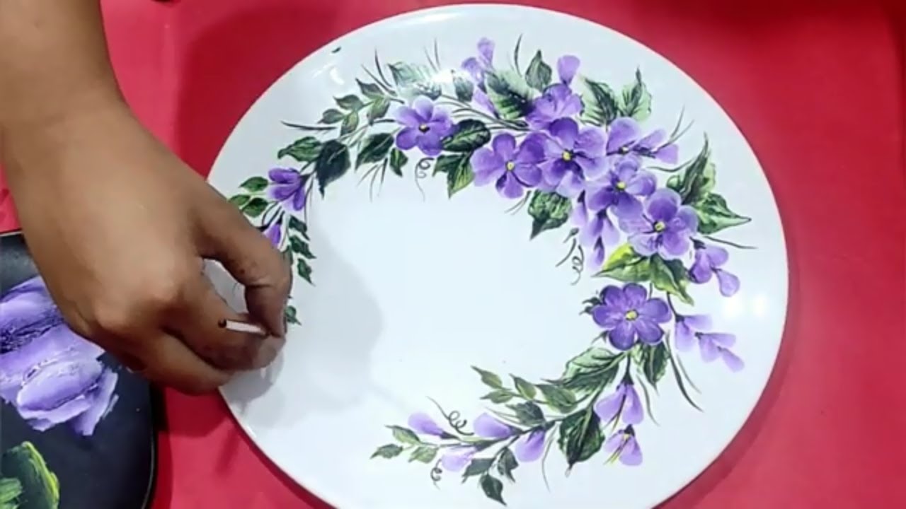 pix Flower Beginner Ceramic Paint Designs quick and easy floral pattern acrylic on ceramic plate