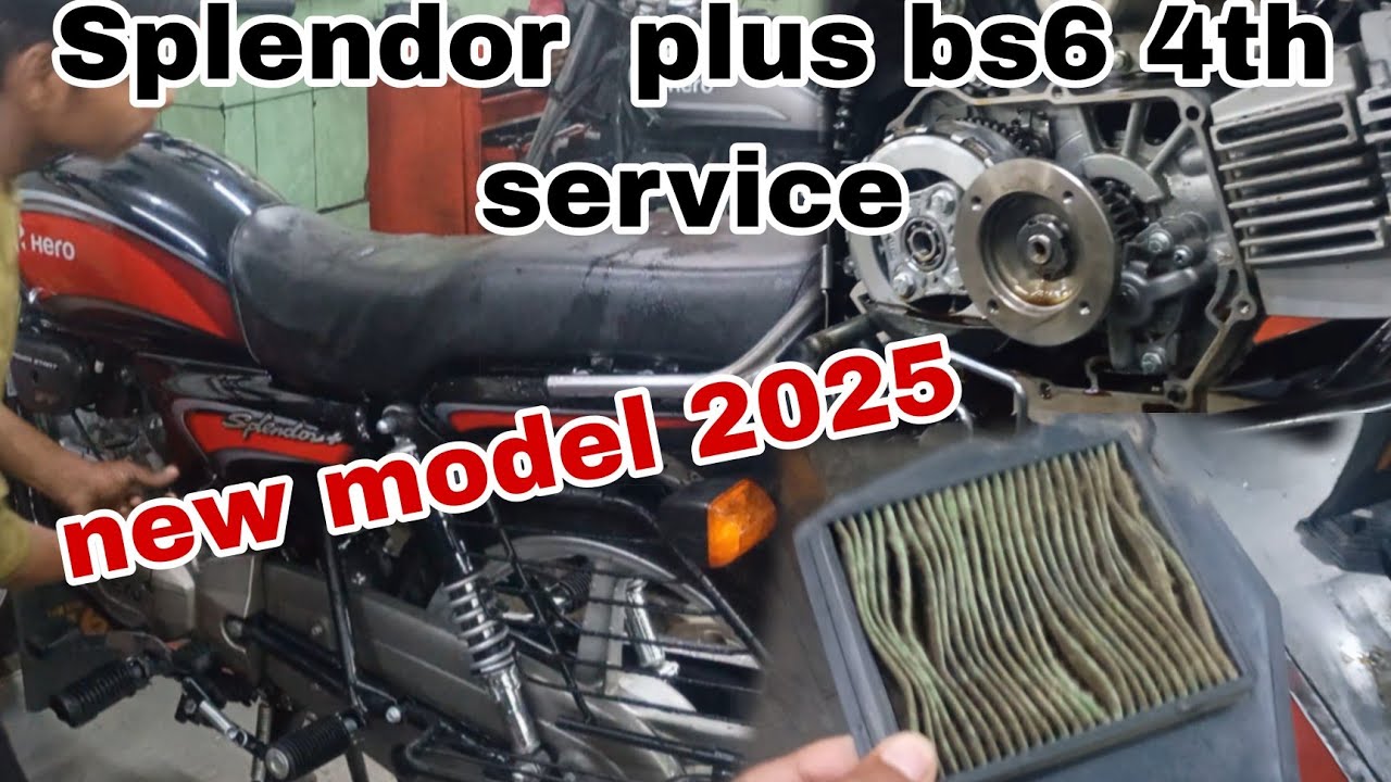 Splendor plus bs6 4th service video || splendor plus new model 4th ...