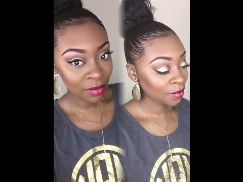 tutorial:-gold-eyes-with-red-lips-|-wetnwild-highlight-and-liquid-lipstick