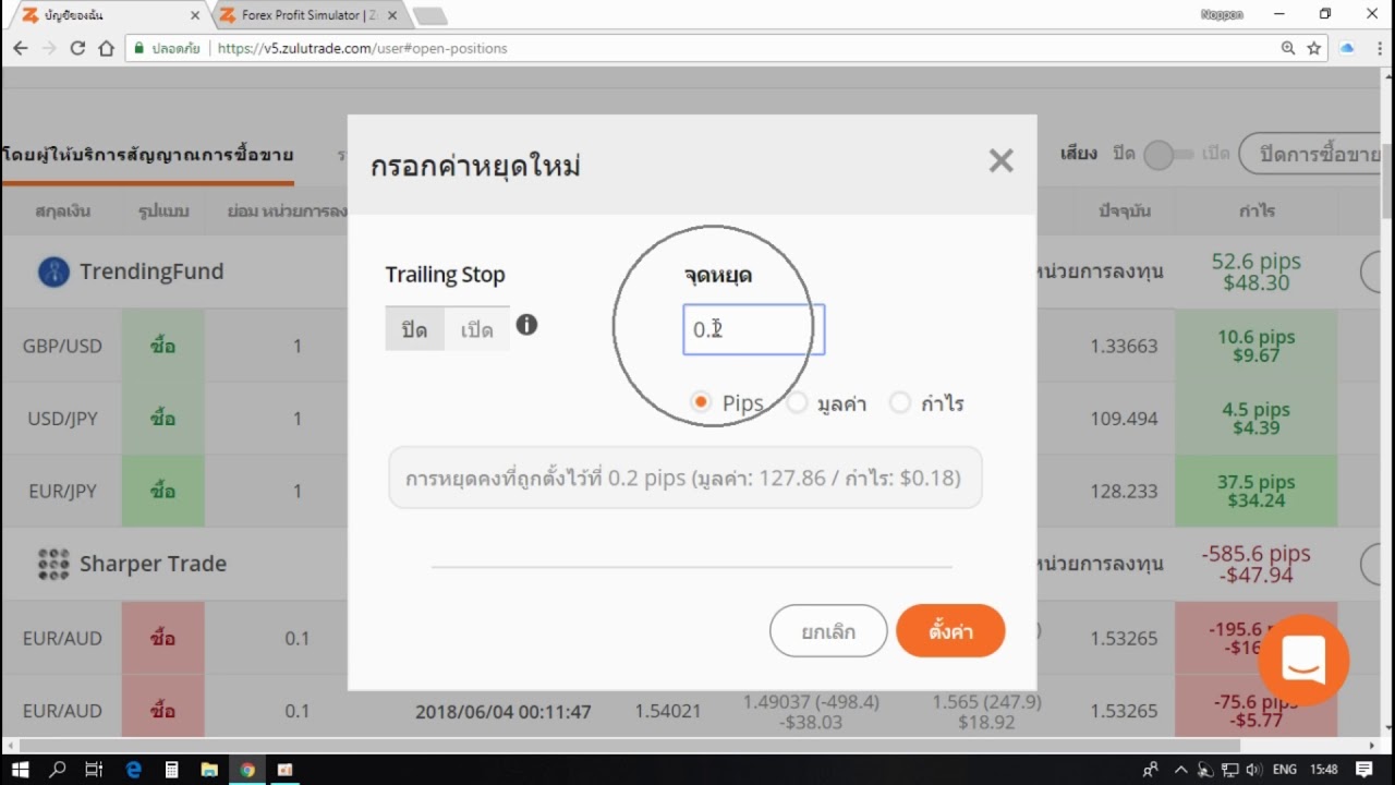 การตั้ง Stop Loss และ Trailing Stop