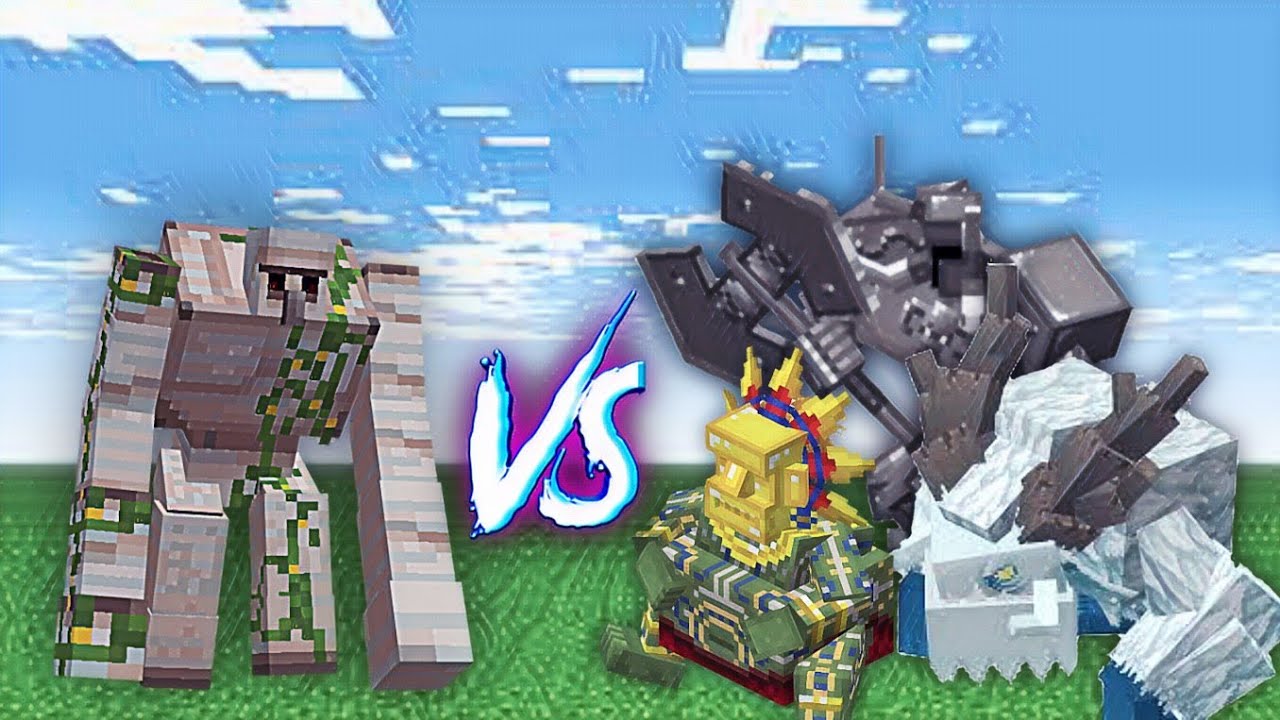 Mutant iron golem Vs Mowzies Mobs Minecraft mcpe mob battle - YouTube