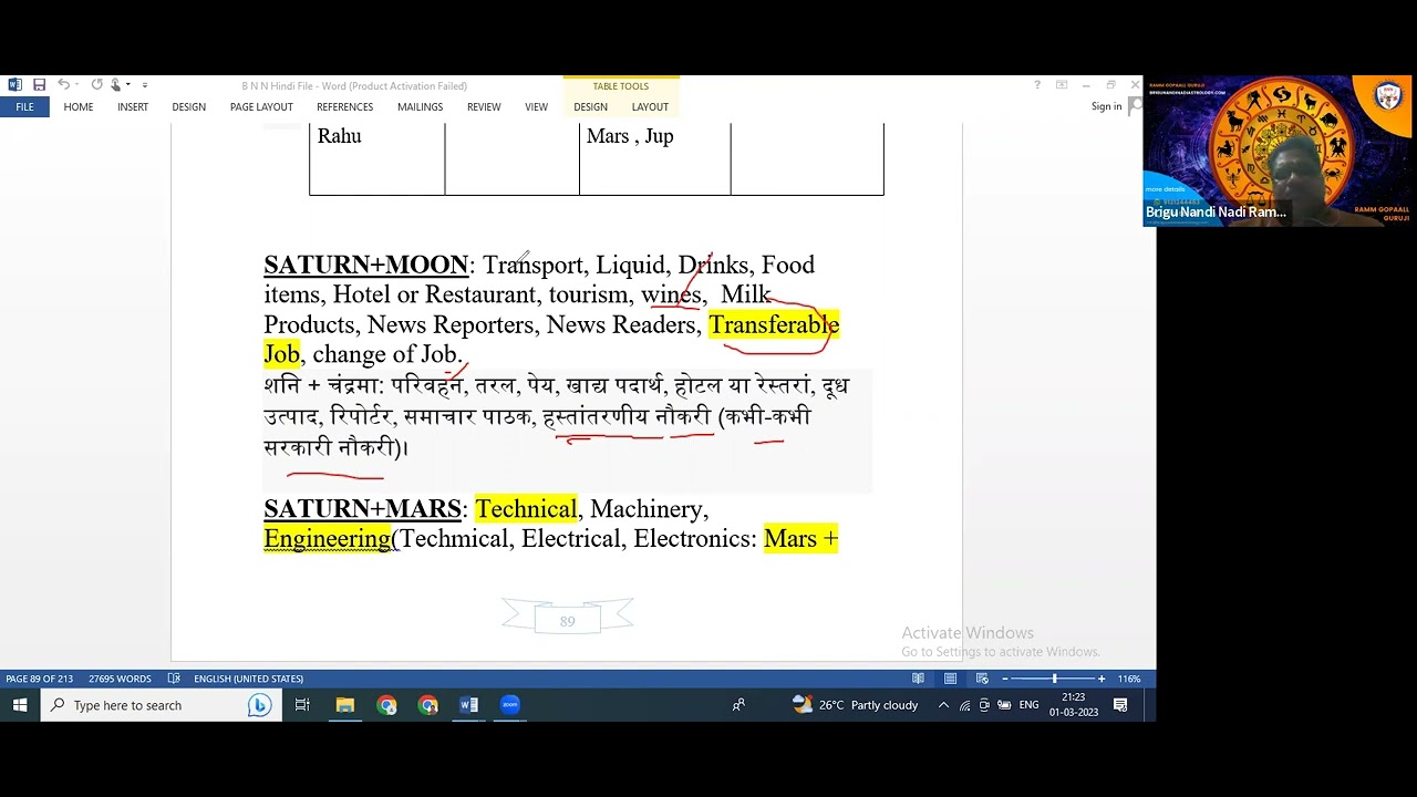 B N N Hindi Batch Profession 10- BNN Астрология Рамма Гопала Гуруджи