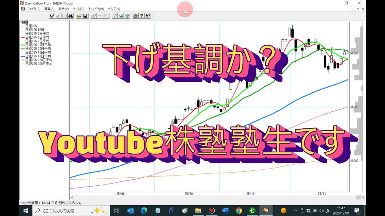 日経は下げ基調かな？Youtube株塾塾生です