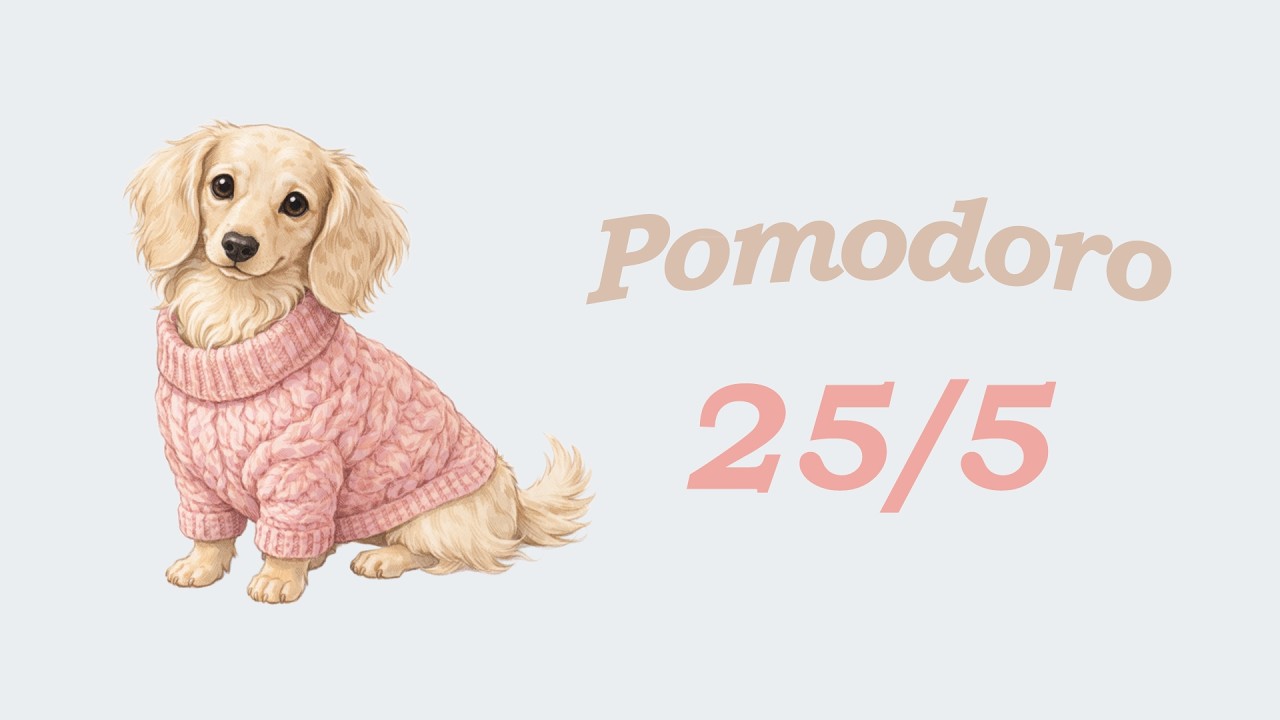 Pomodoro Study With Me 🎀 Dachshund February Timer | Cozy Focus Music (25/5)