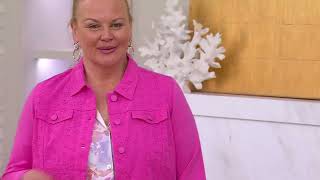 Belle by Kim Gravel Eyelet Jacket with Knit Back and Sleeves on QVC