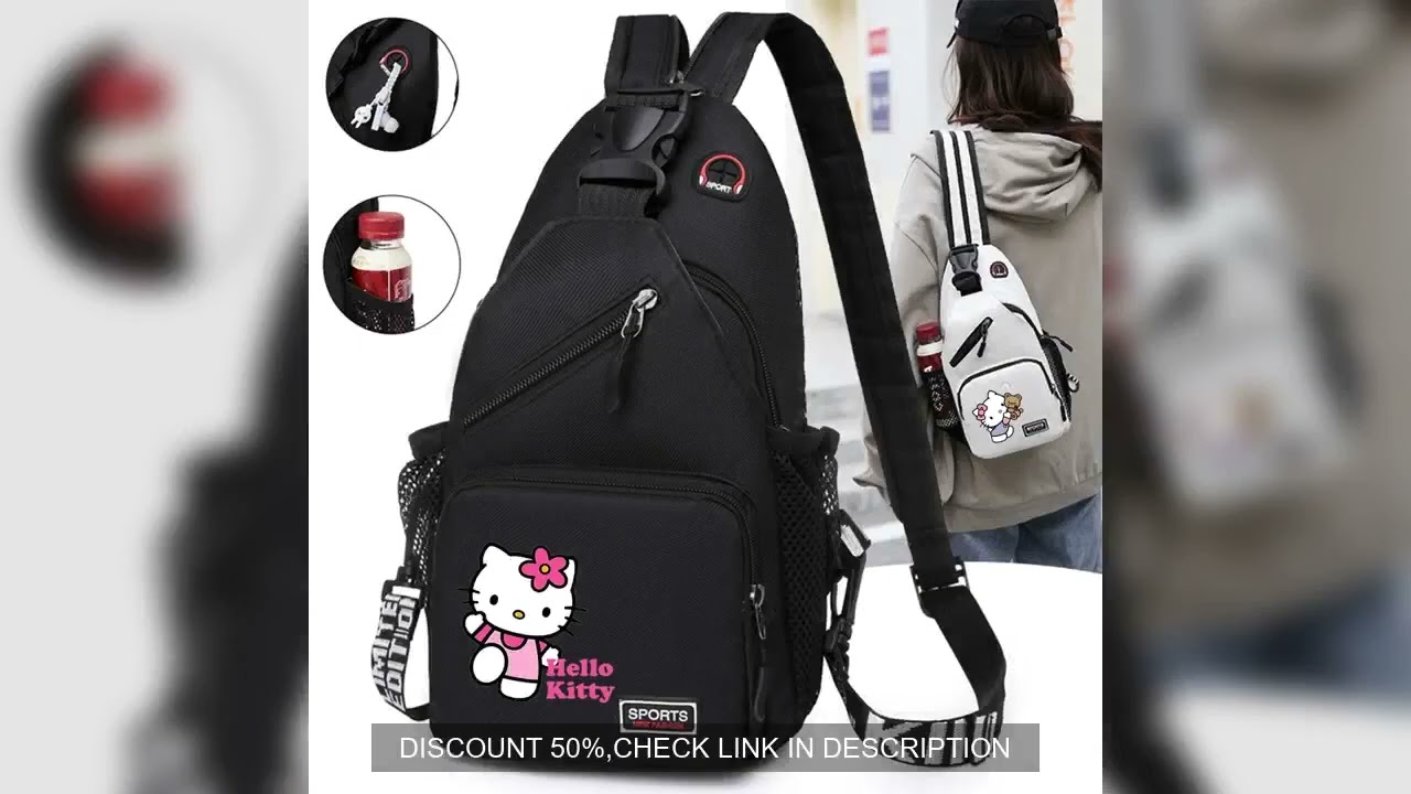 Hello Kitty Chest Bag Shoulder Crossbody Bag Sling Bag Men Sports Functional Running Cycling Bag Mes