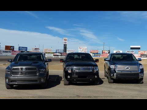 2014 Toyota Tundra vs Ford F-150 vs Ram 1500 0-60 Towing Matchup Review