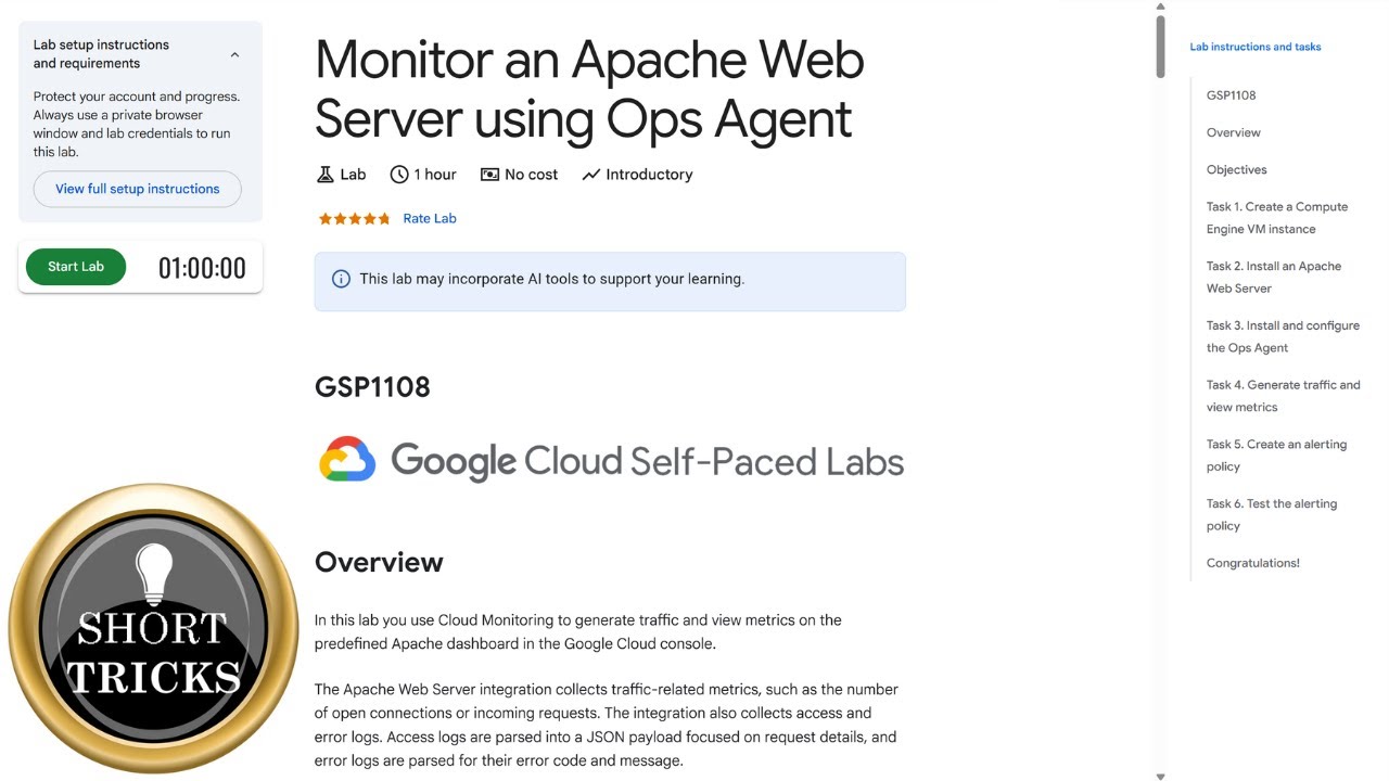 Monitor an Apache Web Server using Ops Agent | #GSP1108 | #qwiklabs | #arcade | #solution