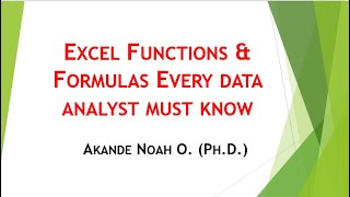 Excel Functions & Formulas Every Data Analyst Must Know