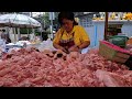 Walking tour in Bangkok, Thailand - Market in early morning タイ バンコク