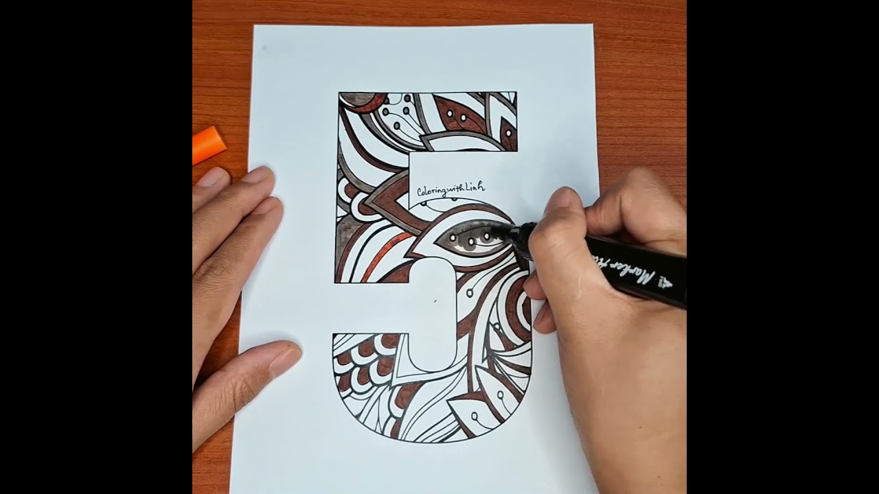 🎨 Episode 6: Coloring Mandala Number 5 with Markers | Coloring with Linh