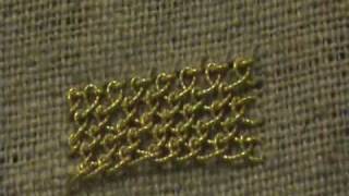 Single Detached Buttonhole aka Brussels Stitch Using Gold Thread