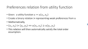 Preferences relation from utility function