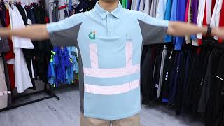 設計CIC 抗熱服淺藍色灰色短袖反領Polo恤衫 地盤工衣 訂製牛角袖反光短袖Polo恤 建造業議會